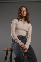 Silent Theory Womens Aria Knit Long Sleeve Top - Oat
