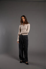 Silent Theory Womens Aria Knit Long Sleeve Top - Oat