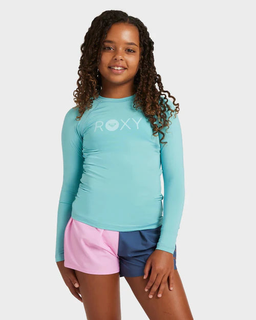 Roxy Essential LS Lycra Girls Rashie - Coastal Shade