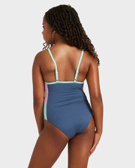 Roxy Girls 8 - 16 Colourblock One-Piece Swimsuit - Vintage Indigo