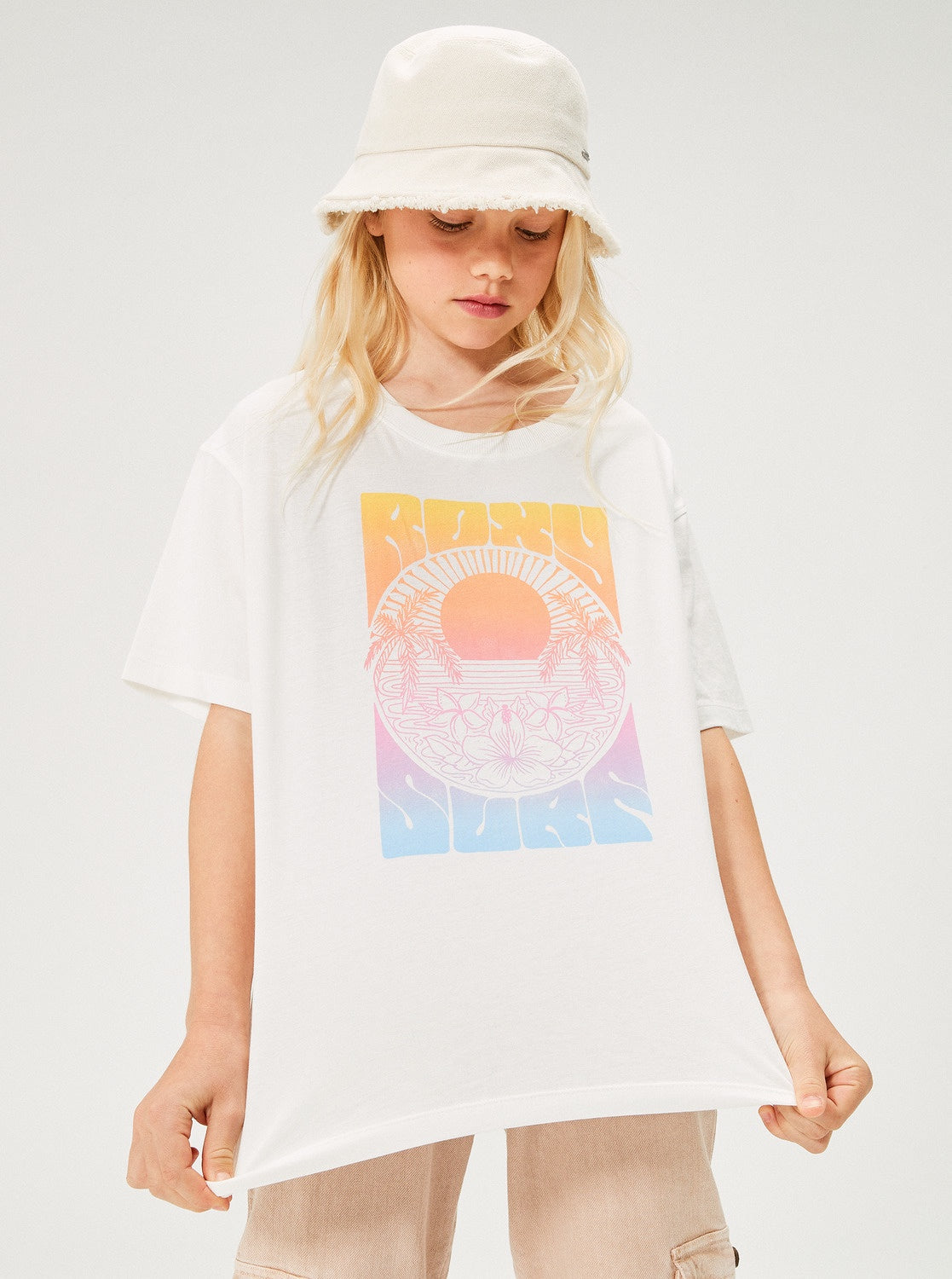 Roxy Girls Gone To California Oversize Tee - Snow White
