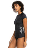 Roxy New Essentials Short Cap Sleeve Lycra Zip-Up Rash Vest - Anthracite