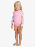 Roxy Rainbow Check Onesie LS Swimsuit - Bright White Check