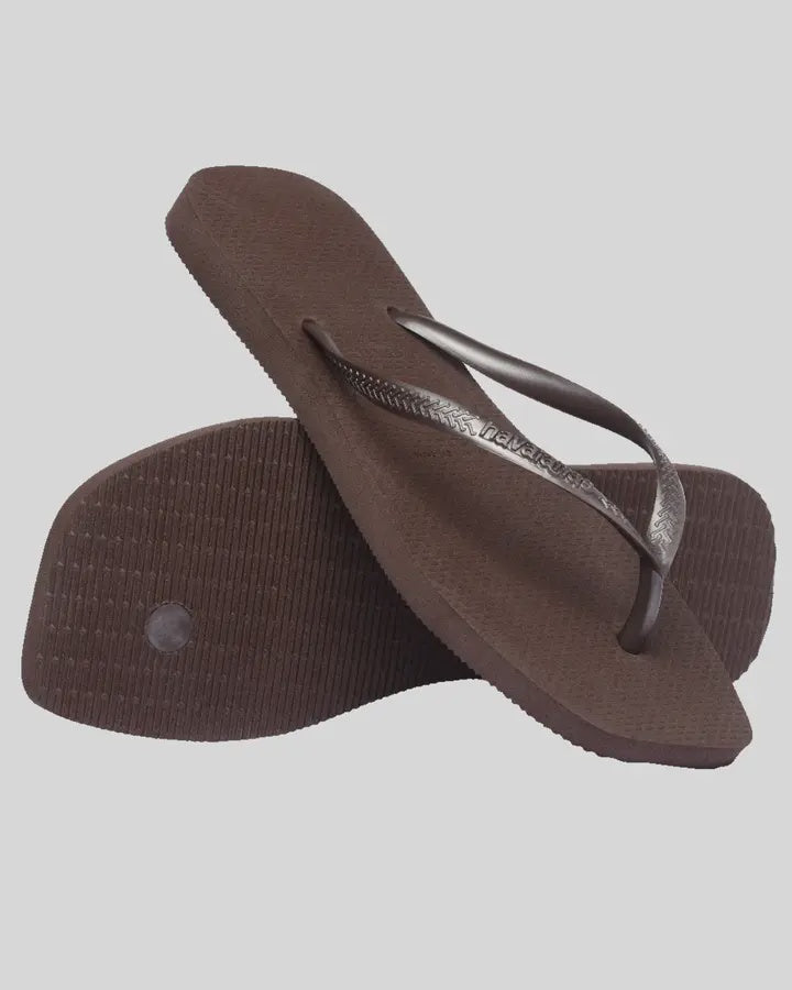 Havaianas Slim Square Solid Jandal - Dark Brown