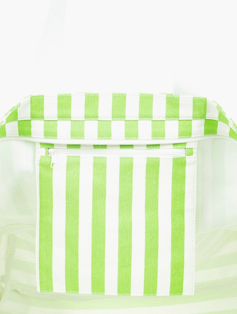 Roxy Strippy Beach Tote Bag - Jade Lime