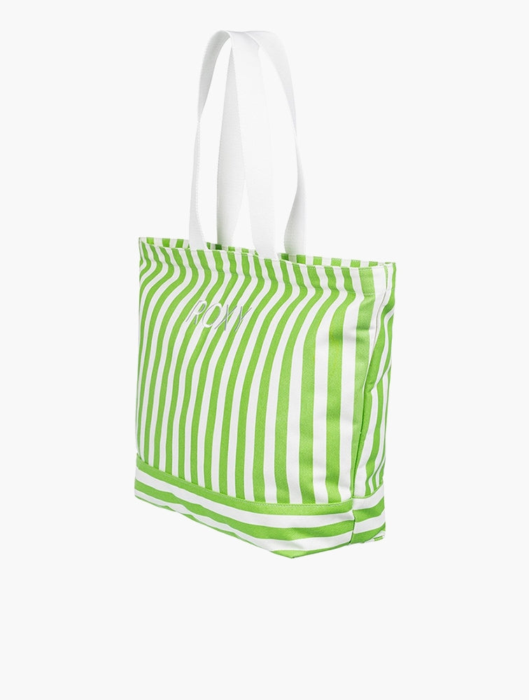 Roxy Strippy Beach Tote Bag - Jade Lime