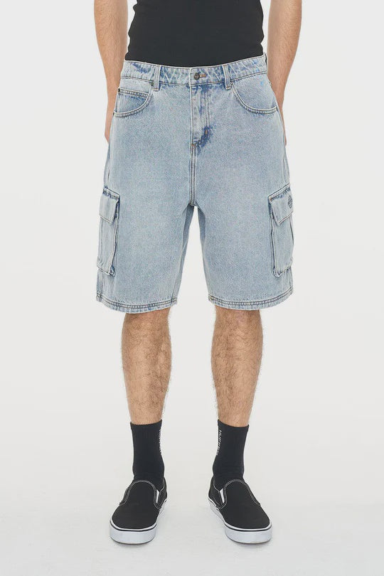 Huffer 3D Cargo Short - Light Wash