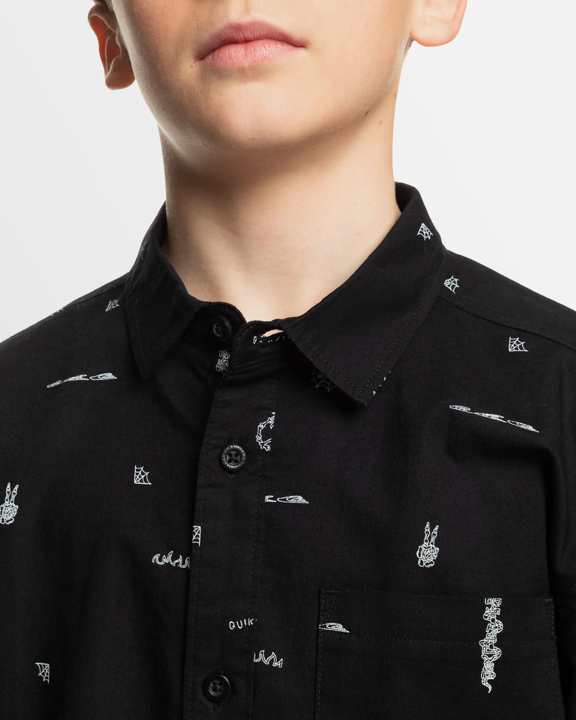 Quiksilver Youth  Peaceful Chaos SS Shirt - Black/White