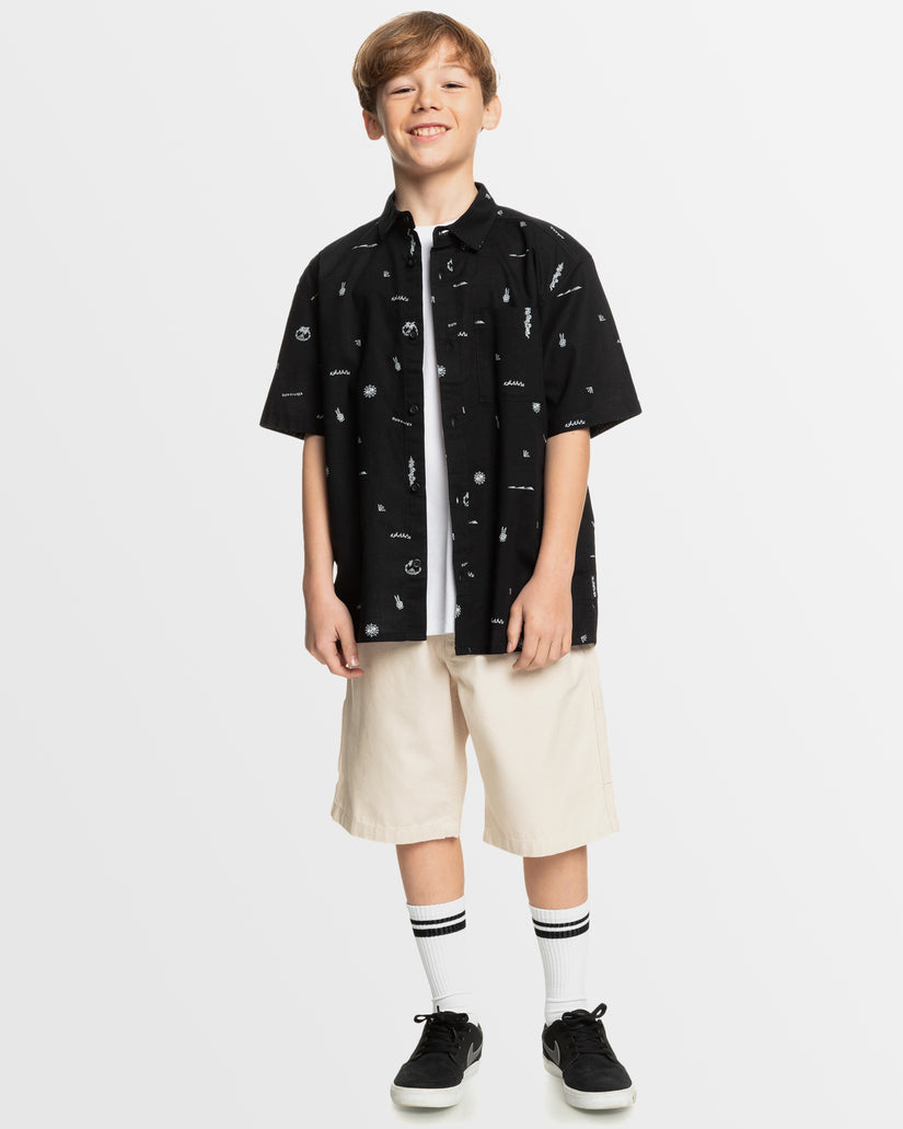Quiksilver Youth  Peaceful Chaos SS Shirt - Black/White