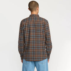 Volcom Caden Plaid LS Shirt- Brownstone