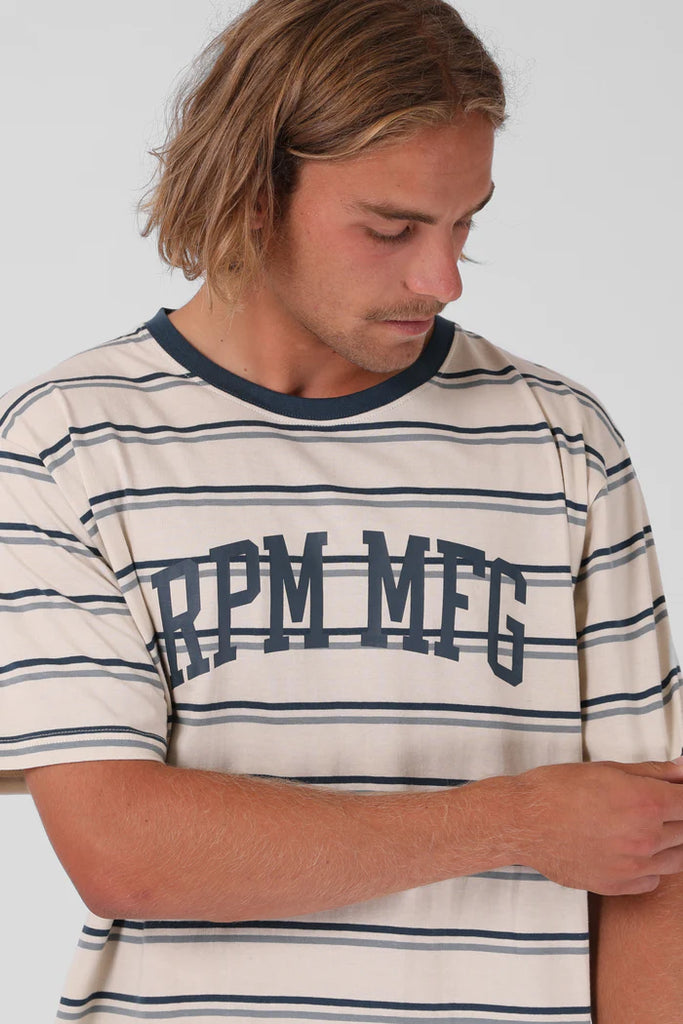 RPM Collage Striped Tee - Fog