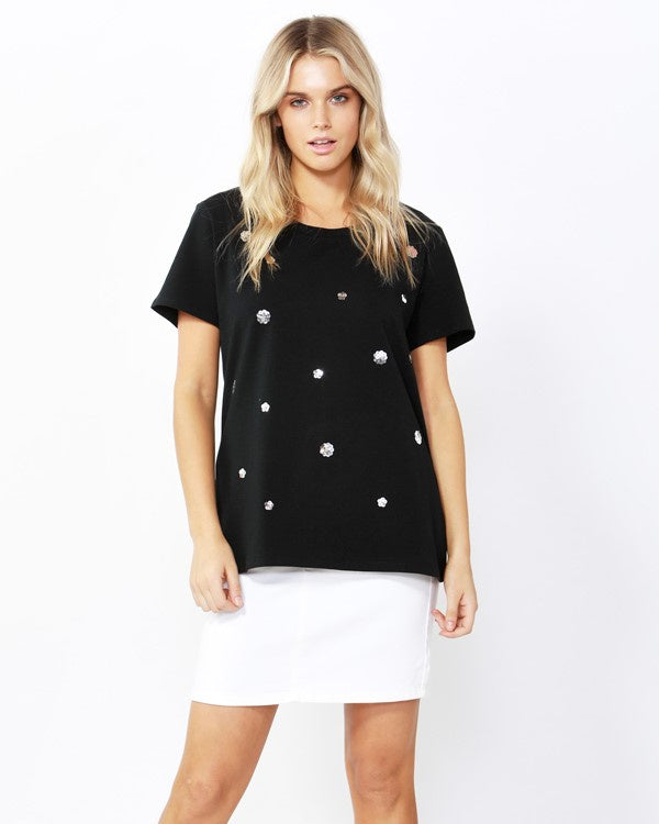 Betty Basics Sequin Cara Tee -  Black