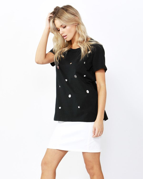 Betty Basics Sequin Cara Tee -  Black