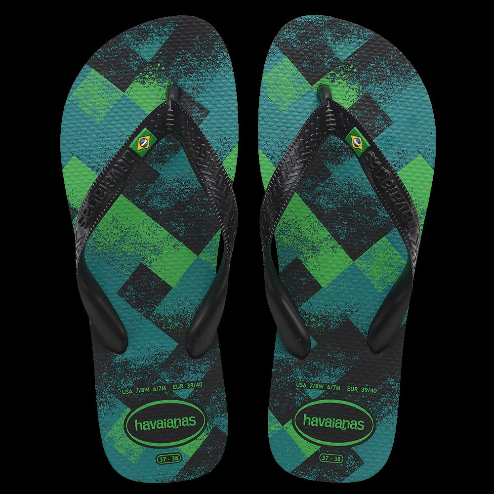 Havaianas Brazil Fresh Black Black Leaf Green Out There Surf