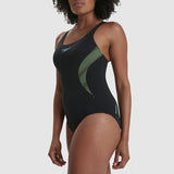 Speedo Women Placement Muscleback One-Piece - Black/Green