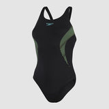 Speedo Women Placement Muscleback One-Piece - Black/Green