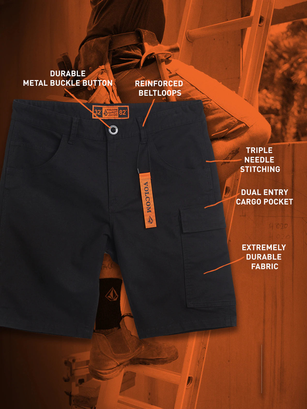 Volcom Caliper Work Short 19" - Brindle