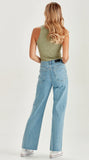 Junkfood Avril Wide Leg No Rips Jeans - Blue