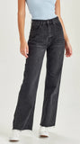 Junkfood Avril Wide Leg No Rips Jeans - Black