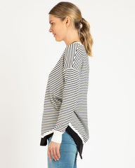 Betty Basics Sophie Knit Jumper - White/Black Stripe