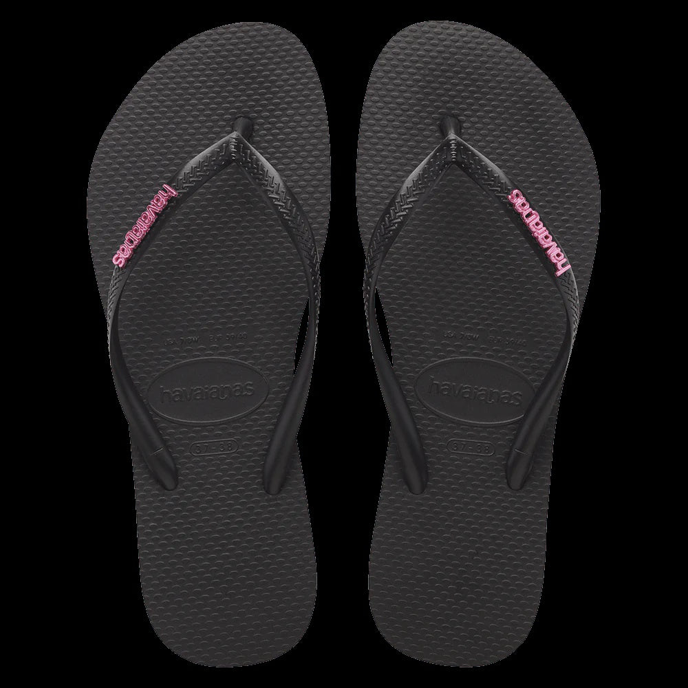 Havaianas Slim Logo Metallic - Black/Pink