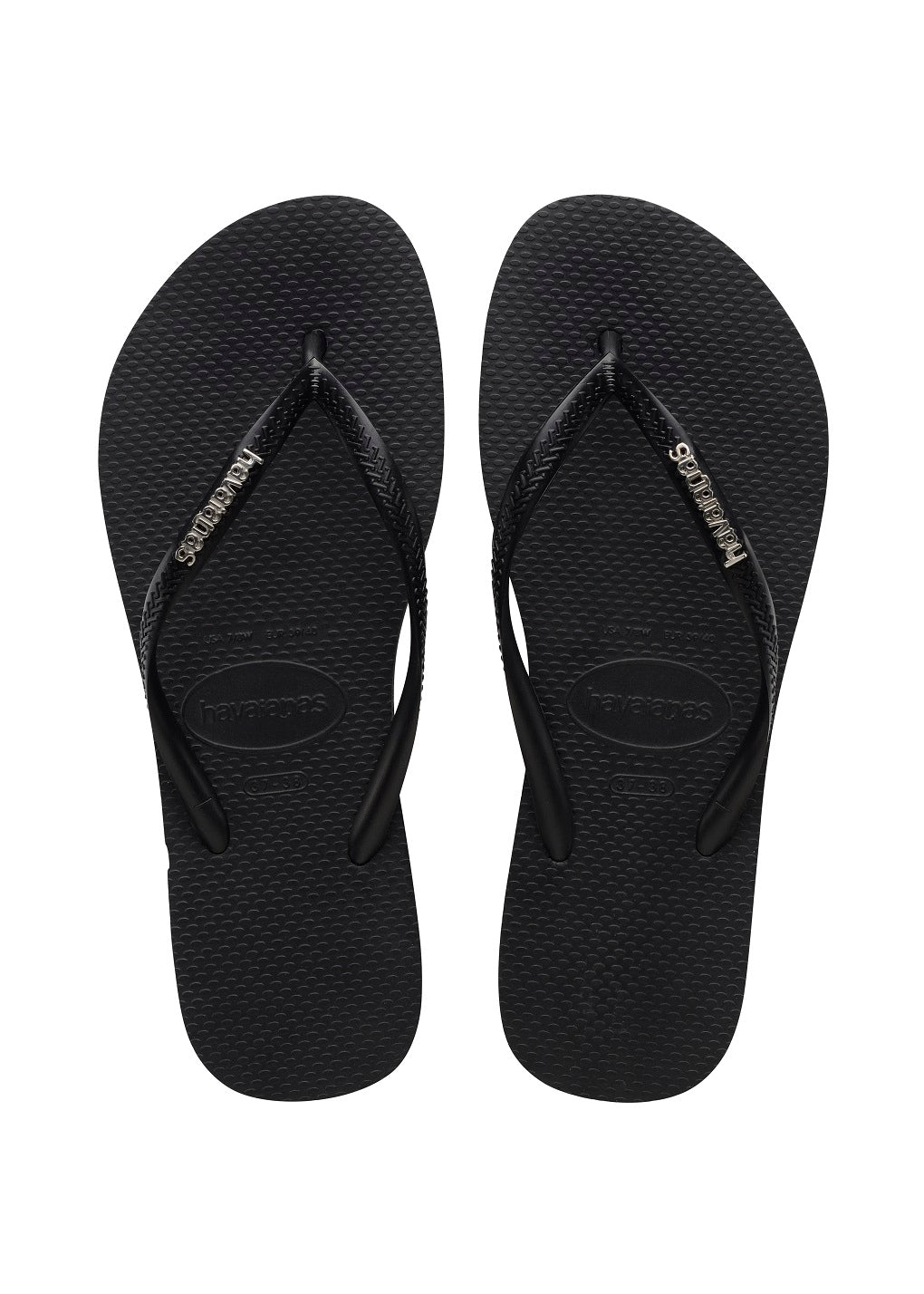 Havaianas Slim Logo Metallic - Black/Silver