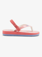 Roxy Girls 2-7 Years Pebbles VII Jandal - Red/Stripe