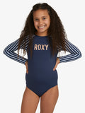 Roxy Girls 8-14 Girl Go Further Long Sleeve UPF Rash Onesie - Mood Indigo The Line Up Stripe