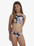 Roxy Girls 8-14 Girl Swim For Good Time Crop Top Set - Anthracite Reef Flower
